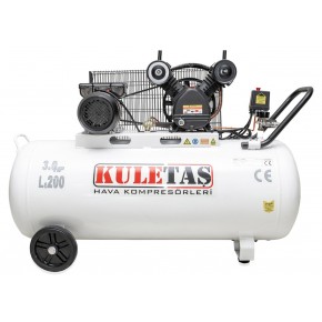 Kuletaş 3 Hp 8 Bar 200 LT Çift Kafa Pistonlu Hava Kompresörü